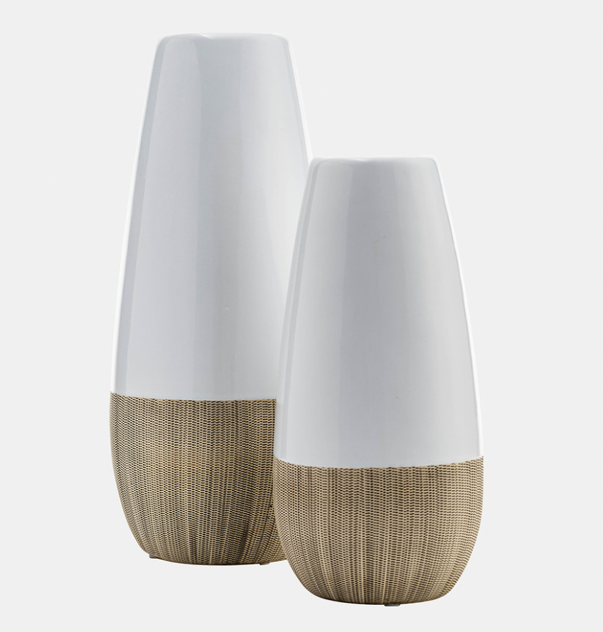 Two Tone Creme/White vases