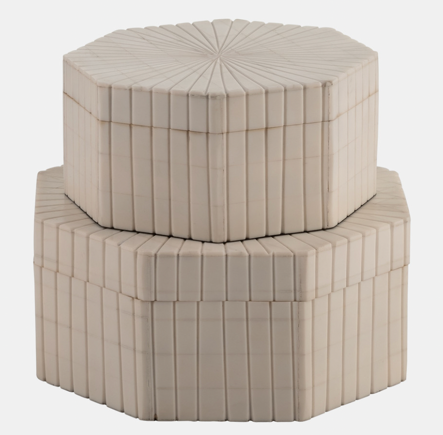 Hexagon Ivory ridge boxes s/2