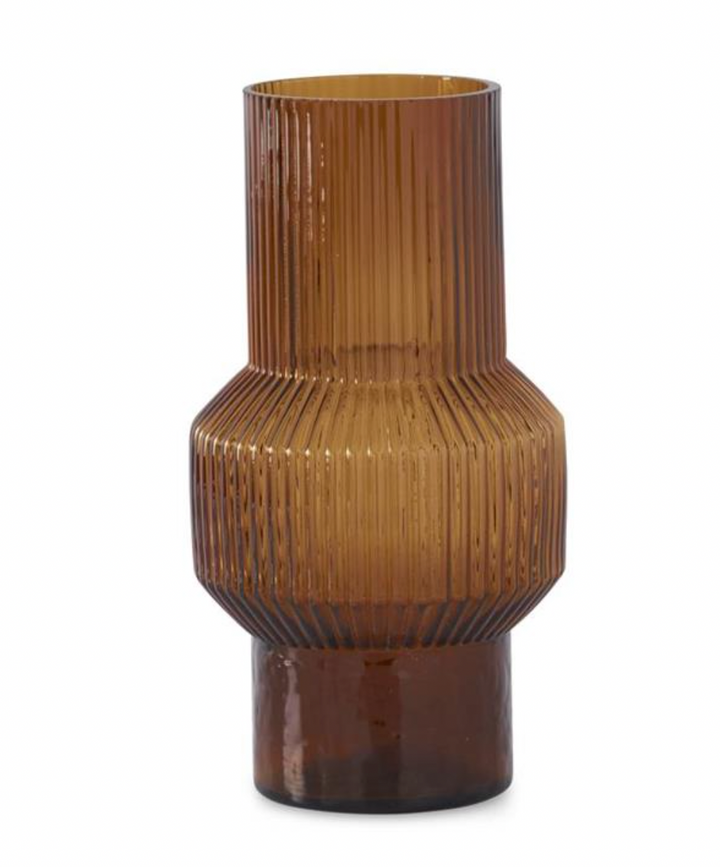 Amber ribbed vases