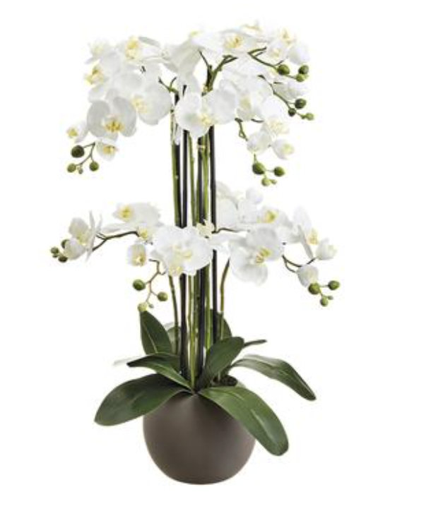 33.5"  Tall Faux Orchid in gray base