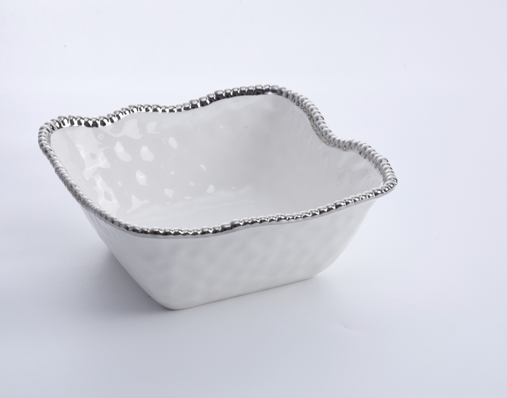 Square Silver Beaded  Bowls 3 sizes
