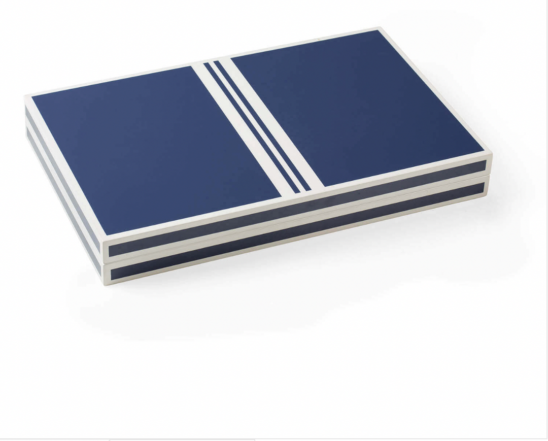 Lacquer Blue and White Backgammon