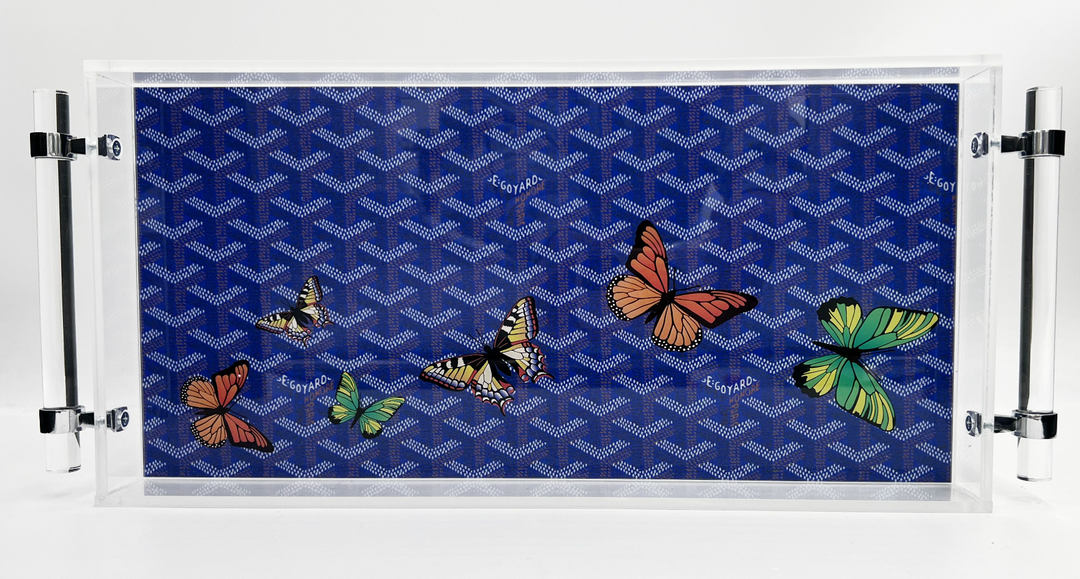 8 x 16 Acrylic Tray with Gold or Silver Handles - Many patterns and colors