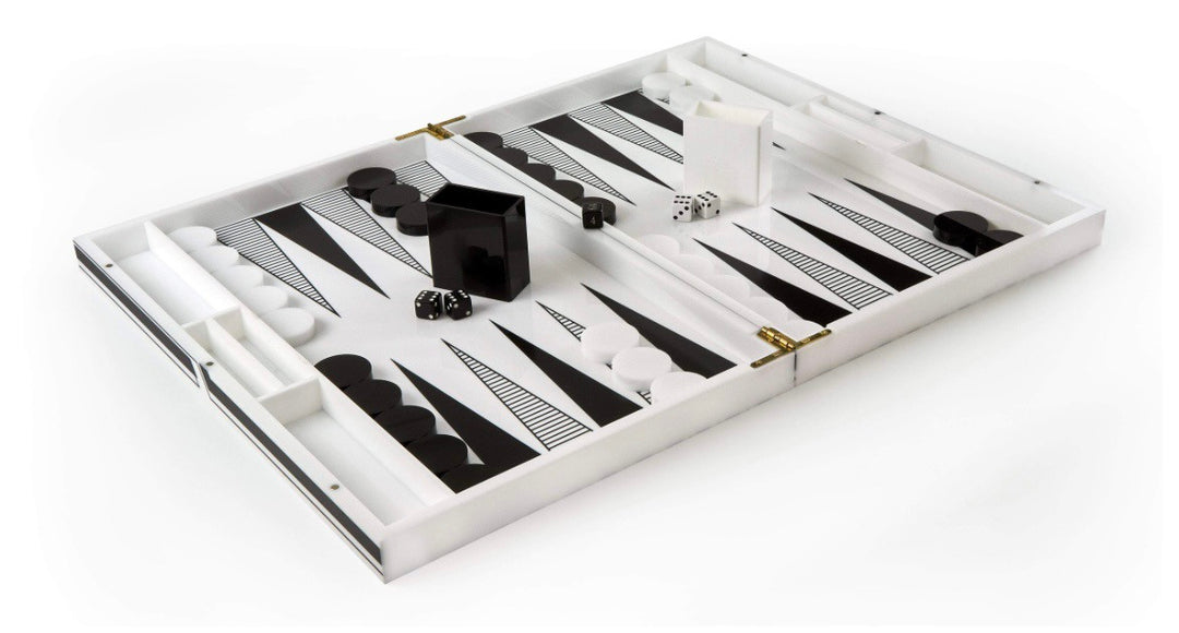 Lucite Backgammon - blue and white