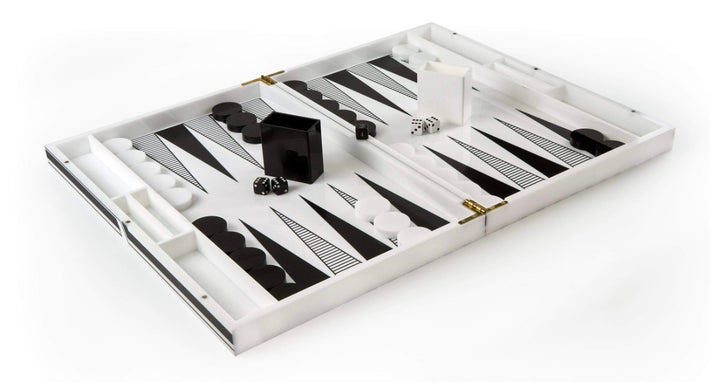 Lucite Backgammon - blue and white