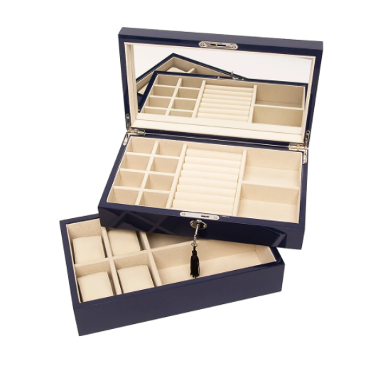 Navy Lacquer Stackable Jewelry box