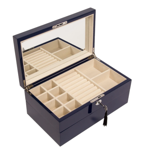 Navy Lacquer Stackable Jewelry box