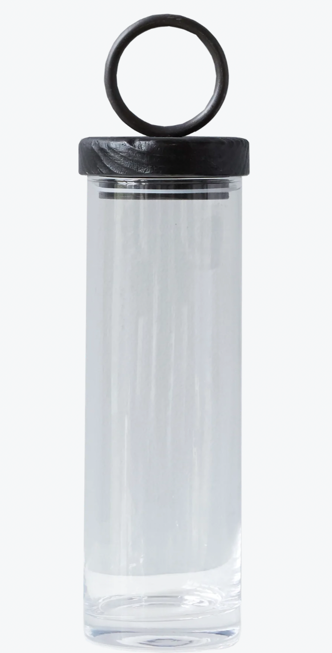 White Iron Top Canister- tall
