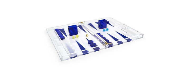 Lucite Backgammon - blue and white