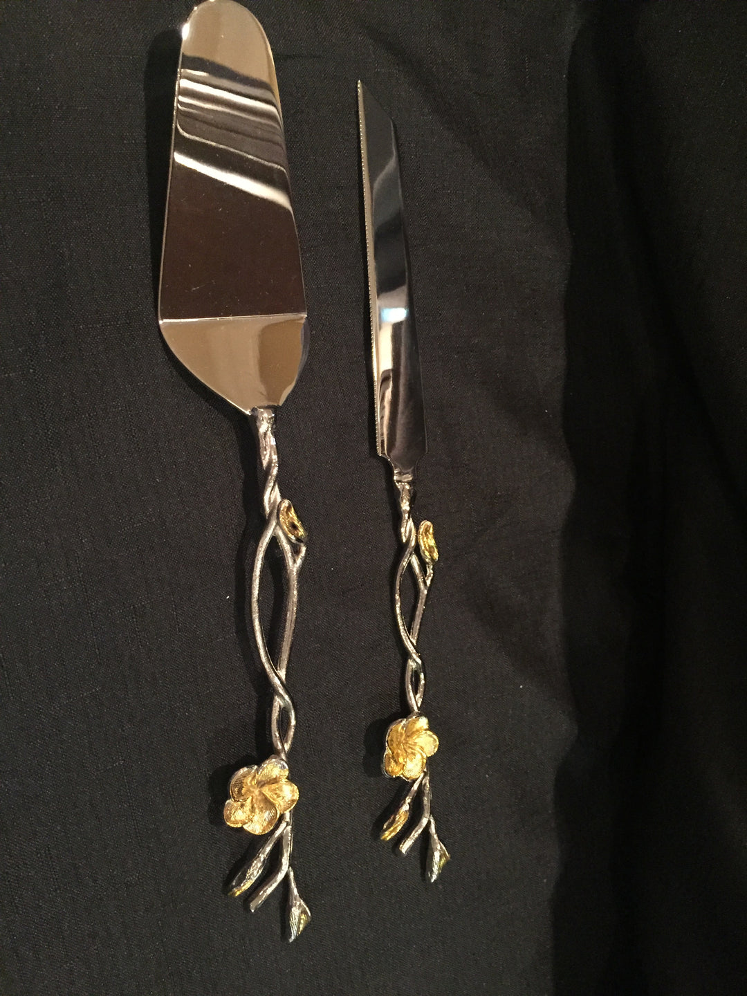 Orchid Cake Server and Knife