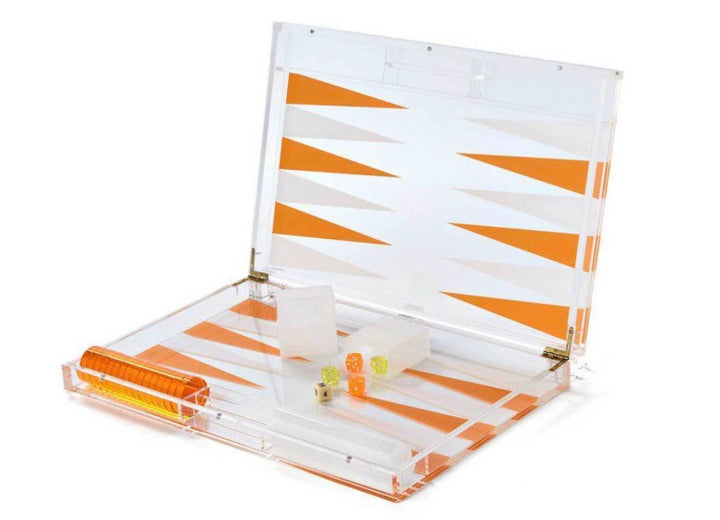 Lucite Backgammon - orange and white