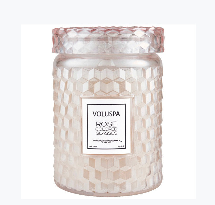 Voluspa Glass Jar with Glass Lid-Fragrance Rose Colored Glasses