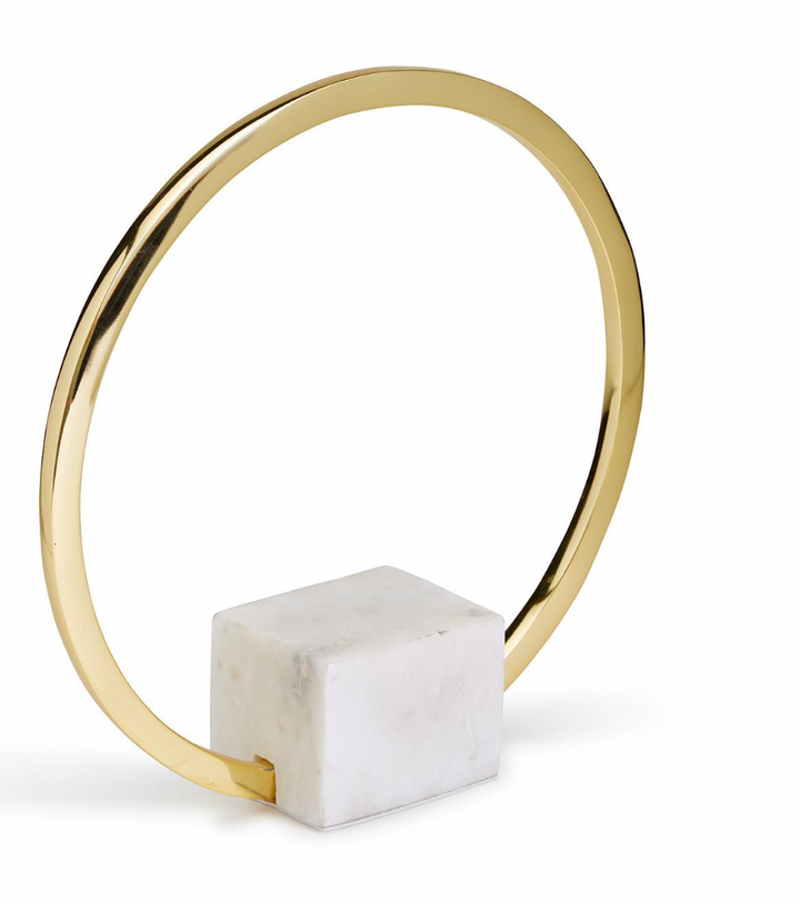 Gold RIng Sculpture on Marble Base