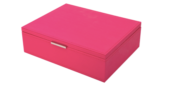 Faux Leather Hot Pink Jewelry Box