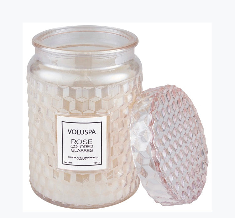 Voluspa Glass Jar with Glass Lid-Fragrance Rose Colored Glasses