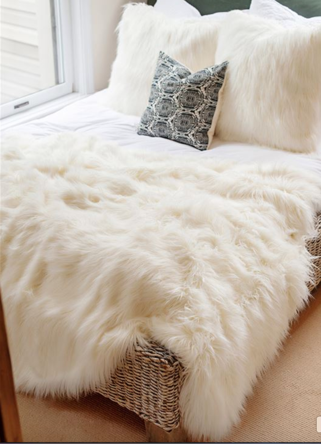 Ivory Tibetian Lamb FauxFur Throw