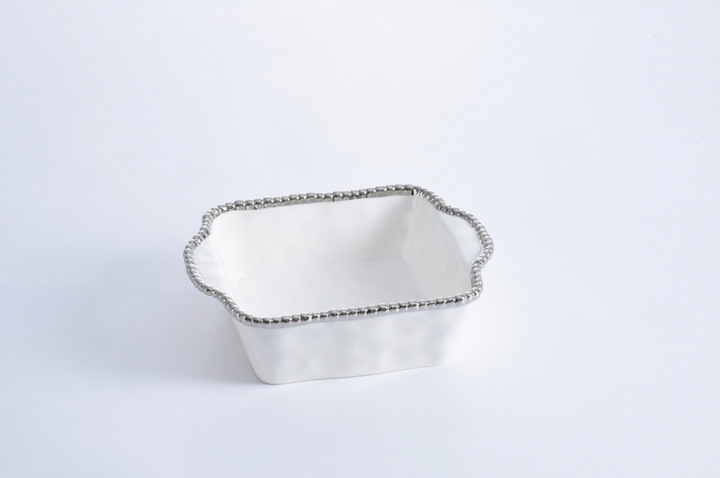 Square Baker with Silver Beading