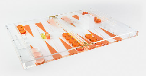 Lucite Backgammon - orange and white