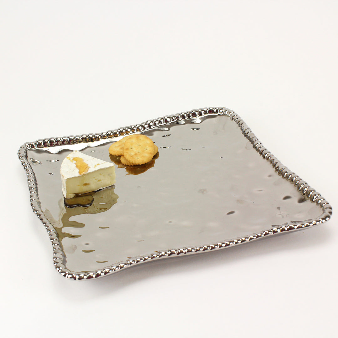 Square porcelain platter with Beading- 3 options