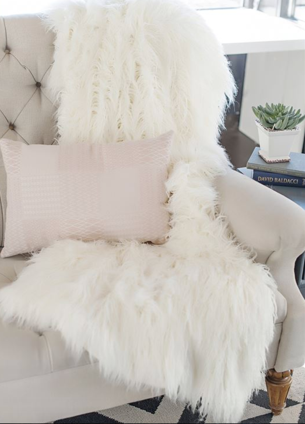 Ivory Tibetian Lamb FauxFur Throw