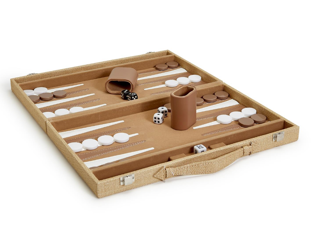 Tan Cane Backgammon Set