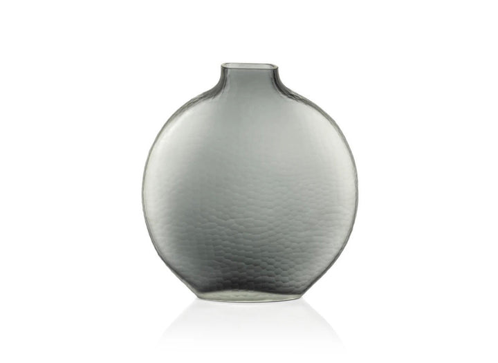 Smoke Gray Moon Shape Glass Vase