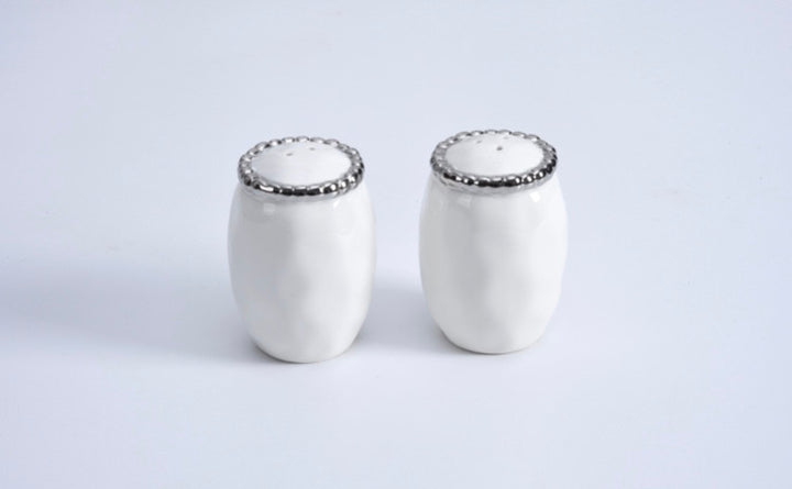 Salt and Pepper Shakers with Silver