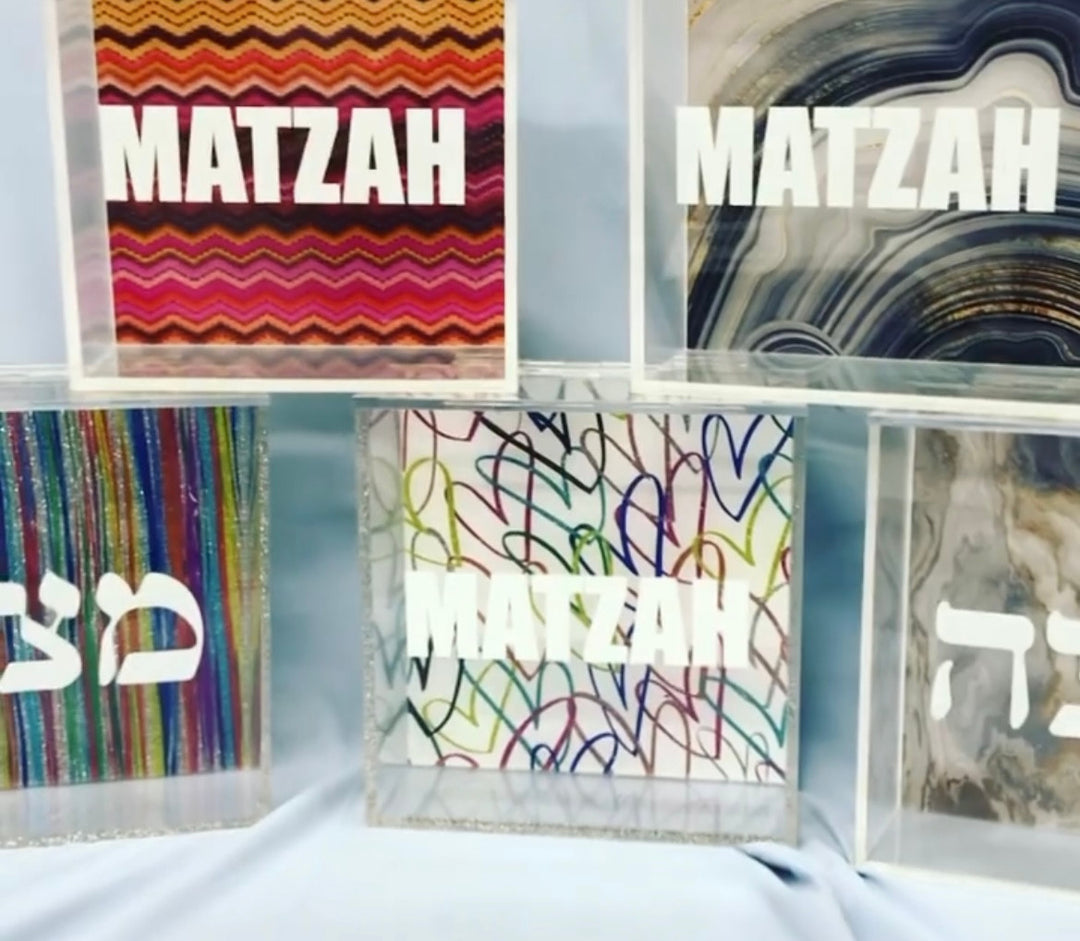Patterned Acrylic Matzah Boxes