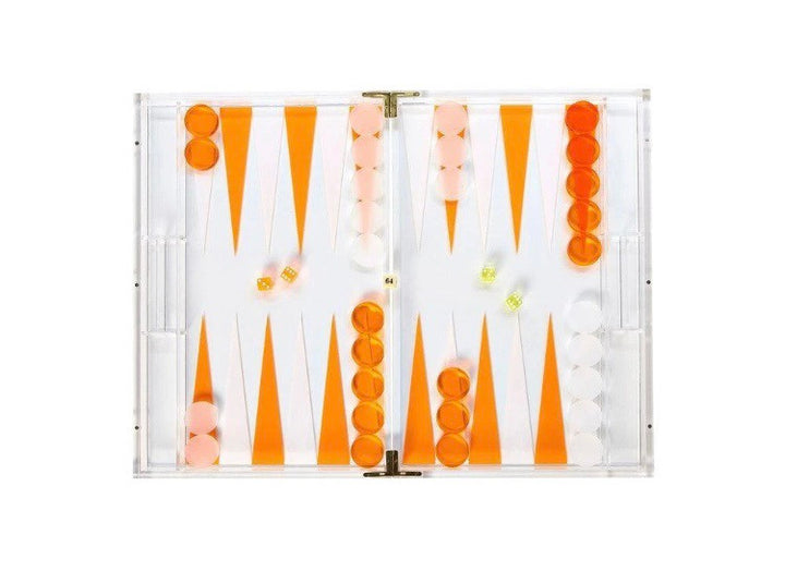 Lucite Backgammon - orange and white