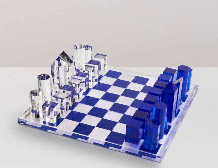 Blue Acrylic Chess Set
