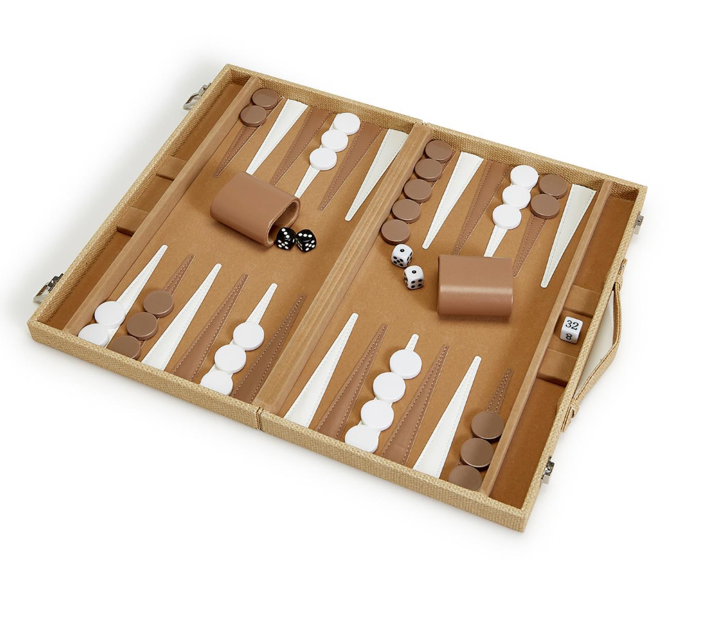 Tan Cane Backgammon Set