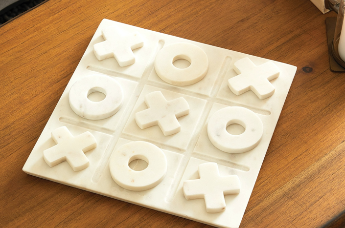 White Marble Tic Tac Toe