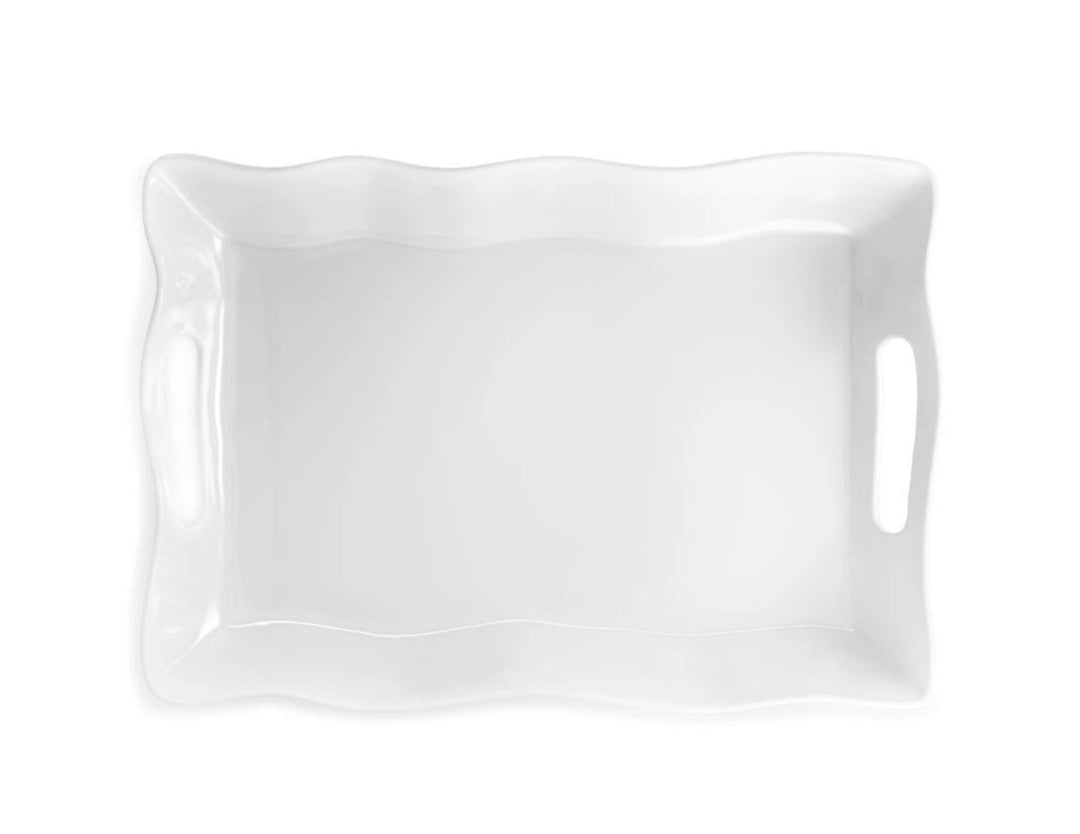 Ruffle Melamine Rectangle Serving Tray w/handle