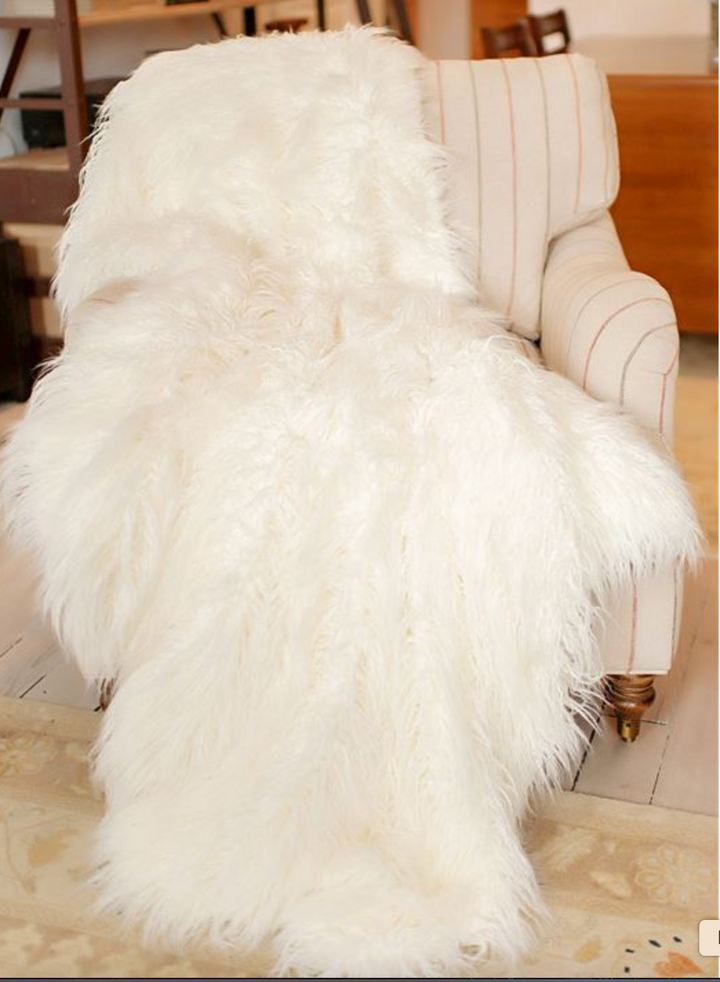 Ivory Tibetian Lamb FauxFur Throw