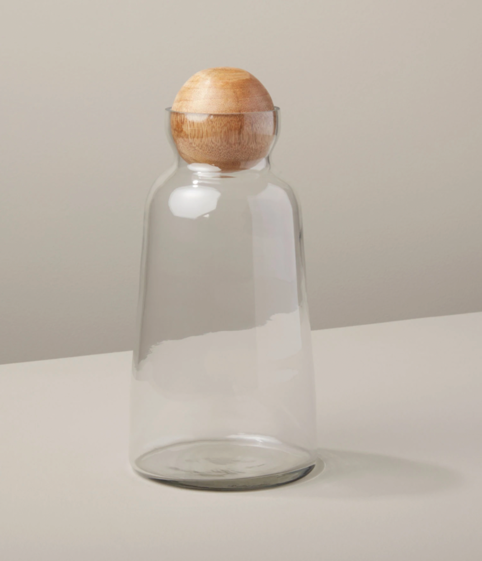 Glass and Mango Wood Decanter - 3 sizes