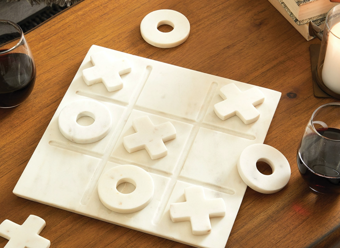 White Marble Tic Tac Toe