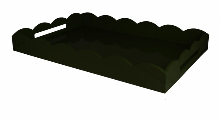 Black Lacquer Scalloped Edge tray-Large