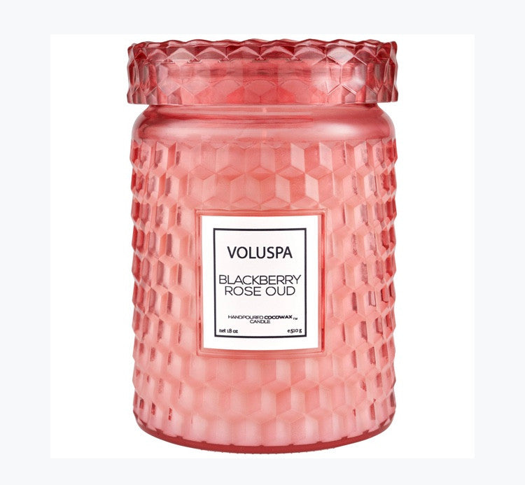 Voluspa Glass Jar with Glass Lid- fragrance Blackberry Rose