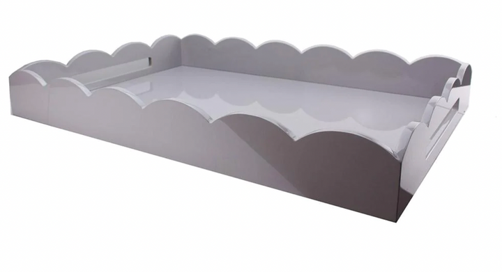 Gray Lacquer Scalloped Edge tray-Large