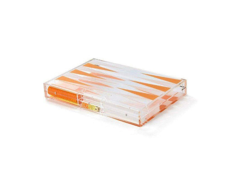 Lucite Backgammon - orange and white